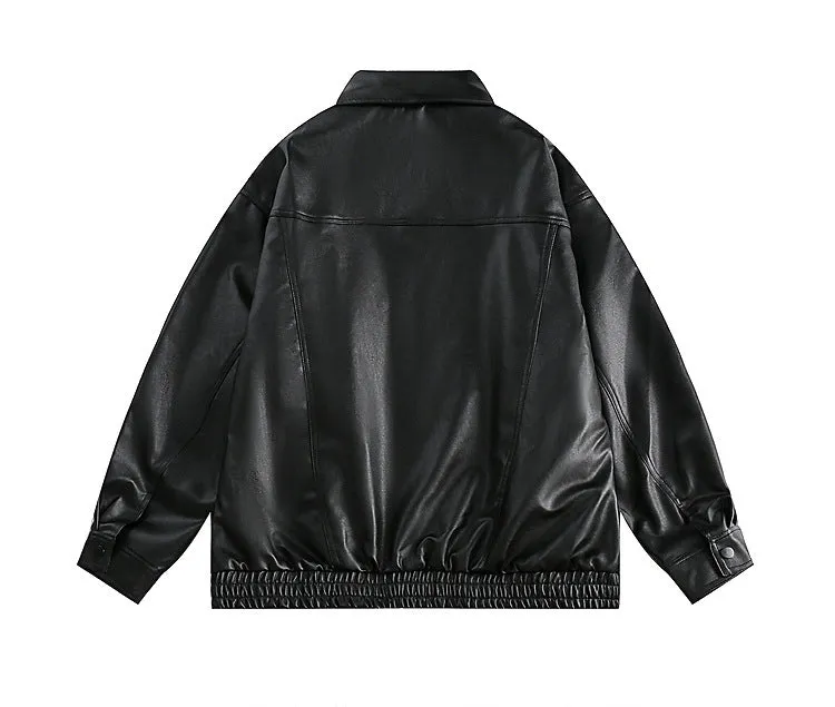 Noir Edge | Oversized PU Leather Jacket