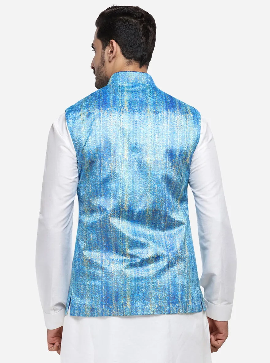 Ocean Blue Bandhgala Jacket | Azania