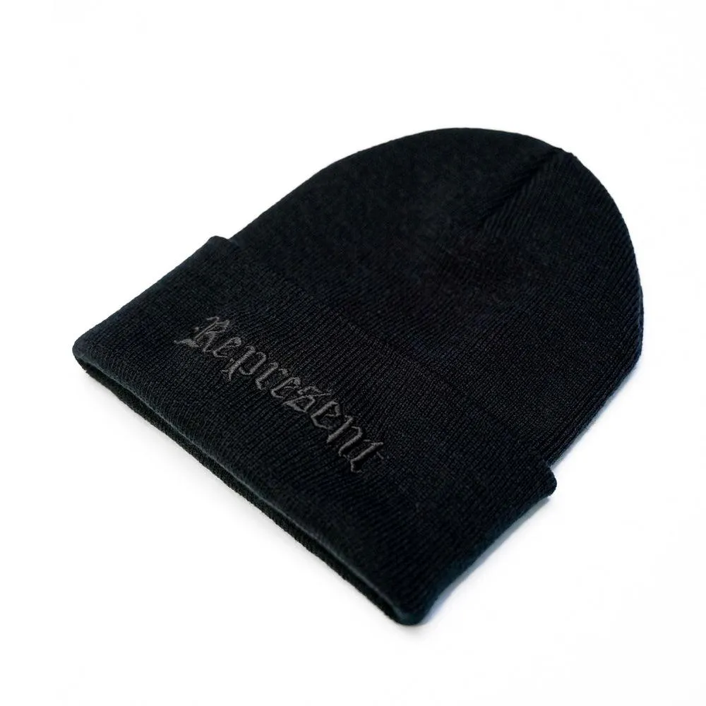 Original Classic Text Cuff Beanie [BLACK X BLACK]