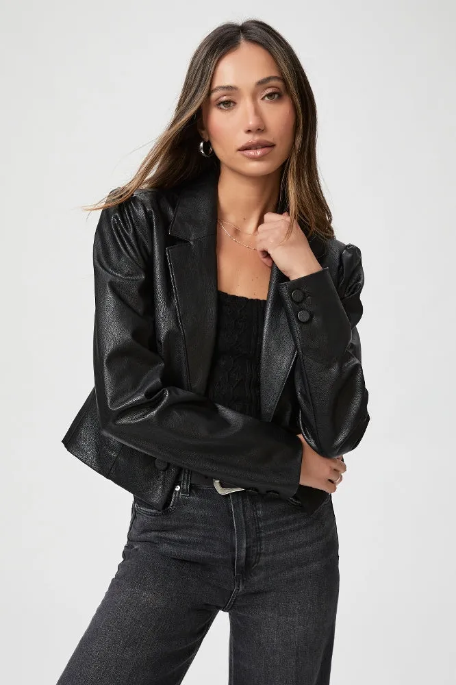 Paige Argentina Blazer in Black Faux Leather