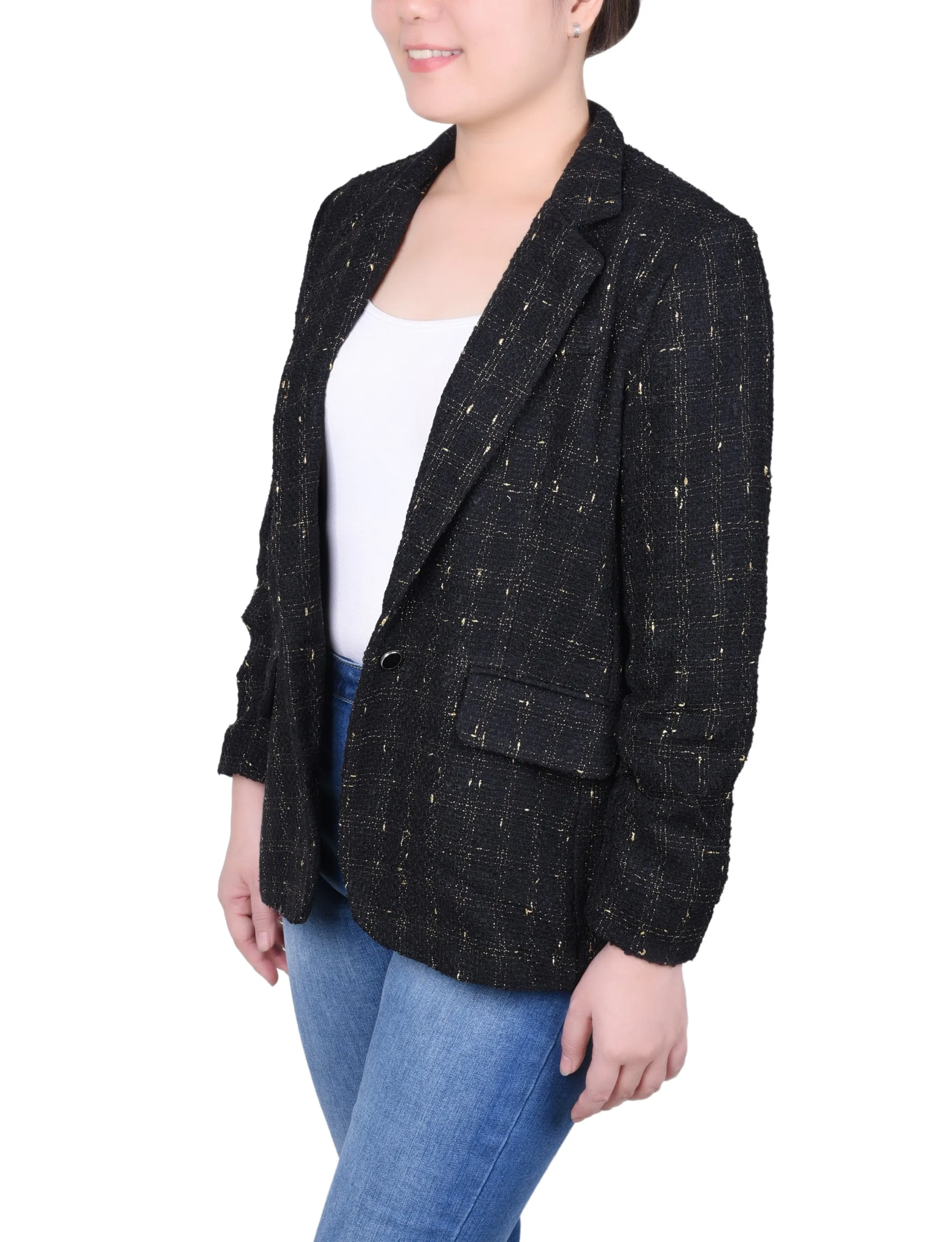 Petite Long Sleeve Tweed Jacket