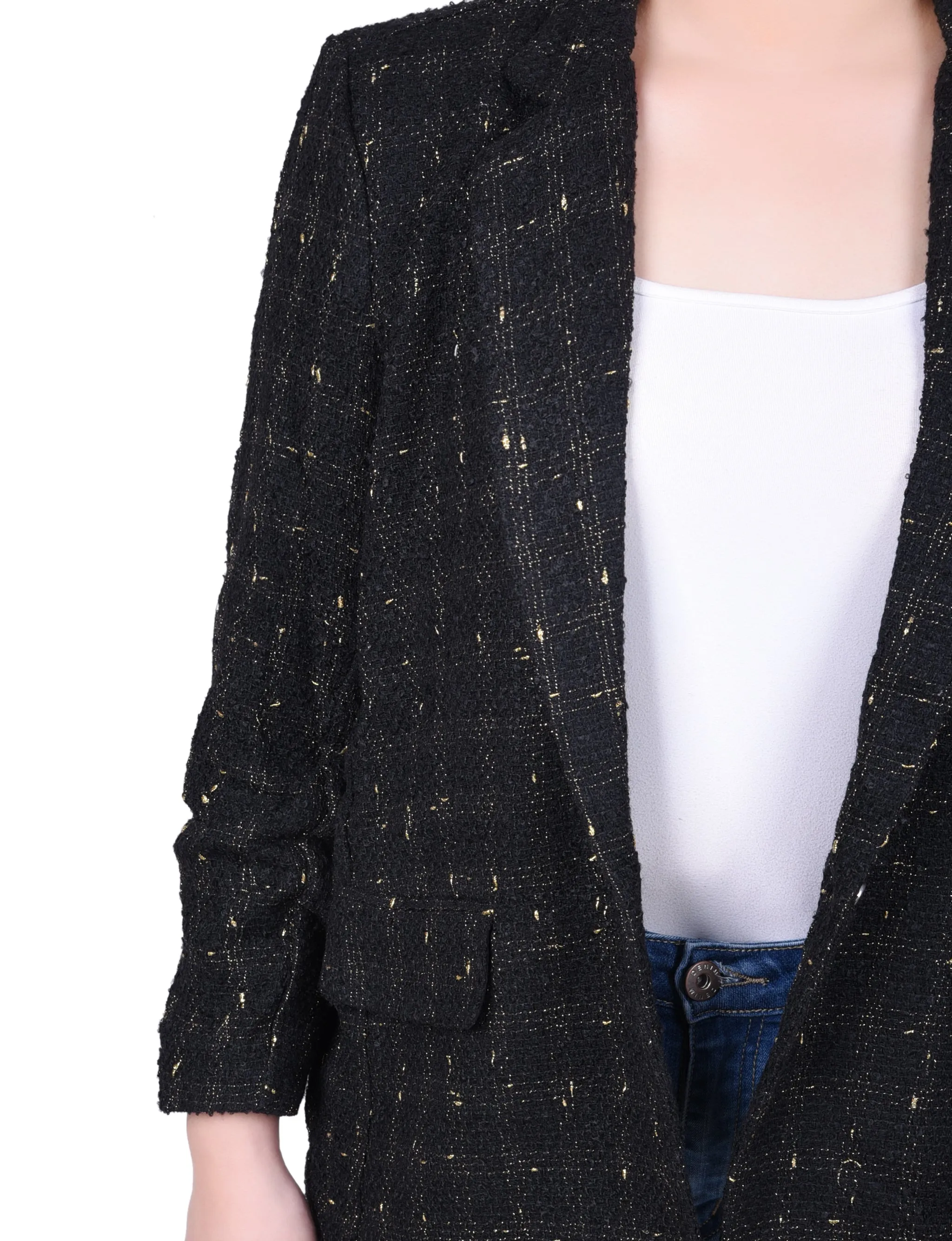 Petite Long Sleeve Tweed Jacket