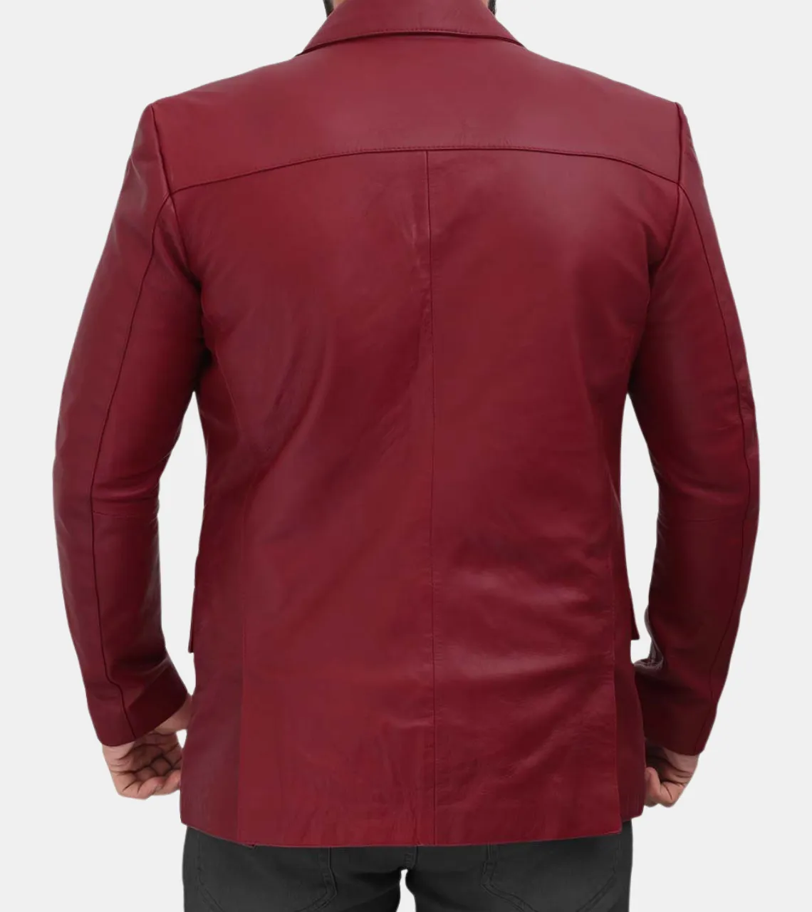 Pierce Men's Plum Red Leather Blazer