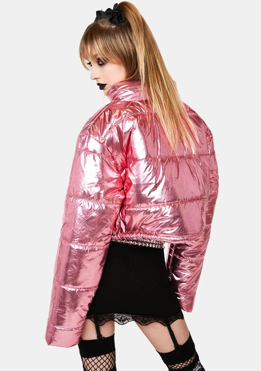 Pixie Scene Stealer Metallic Puffer Jacket