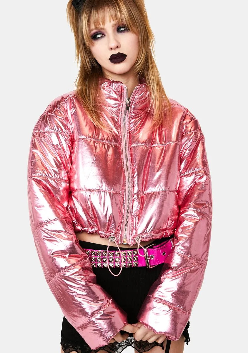 Pixie Scene Stealer Metallic Puffer Jacket