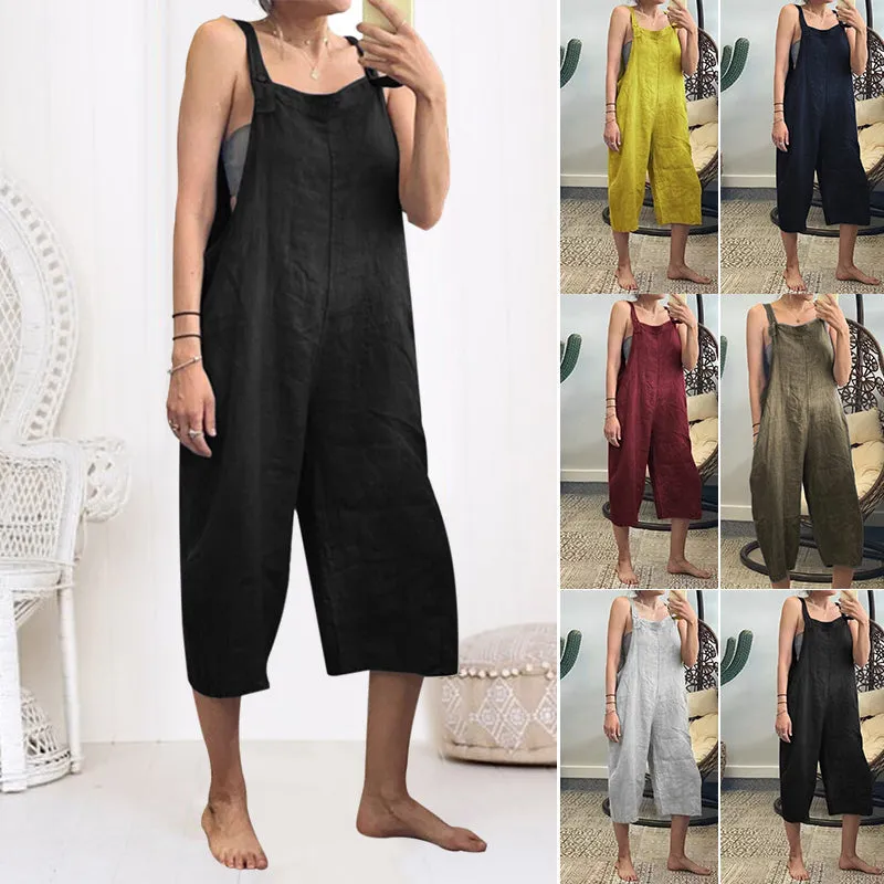 Plain jumpsuit in cotton