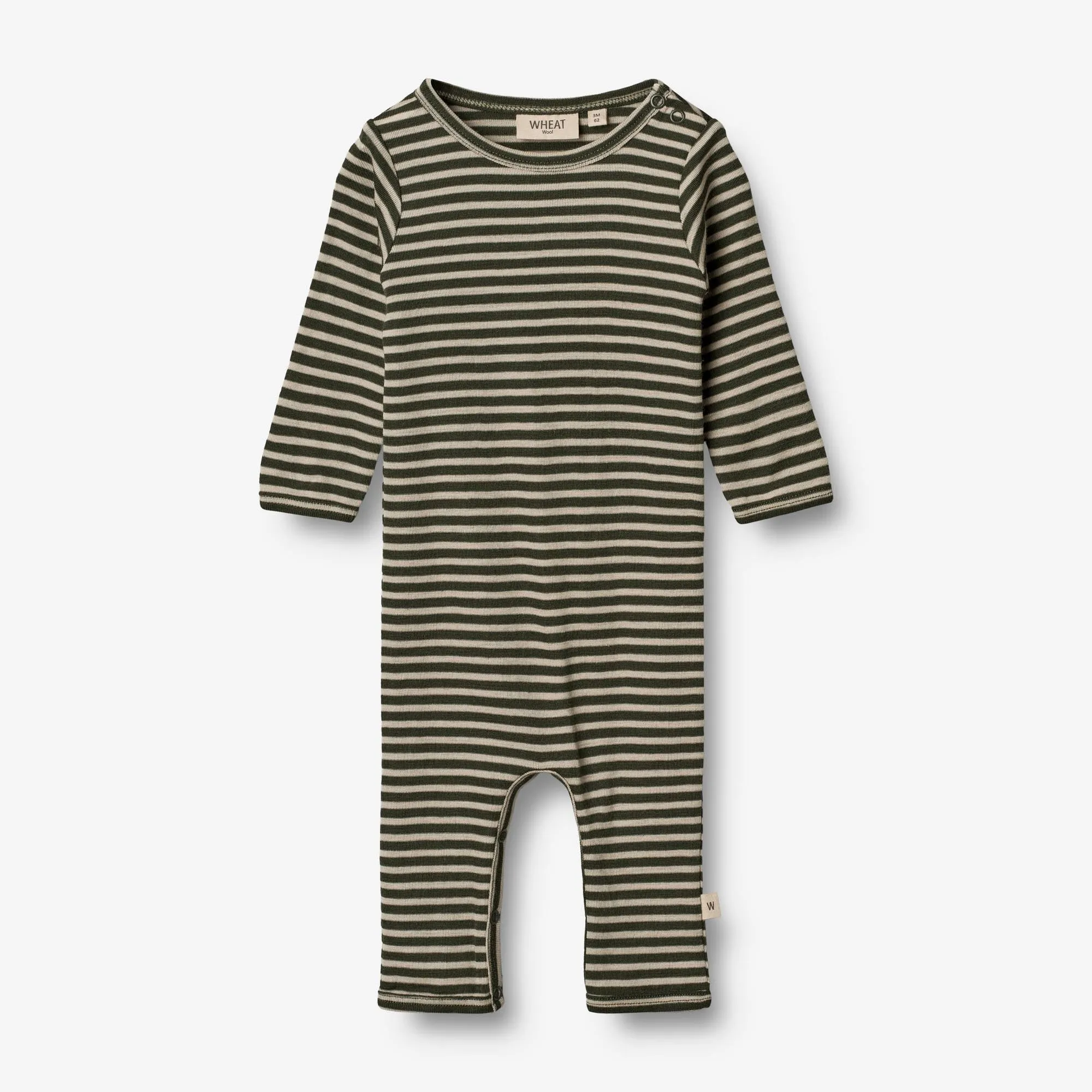 Plain Wool Jumpsuit | Baby - green stripe