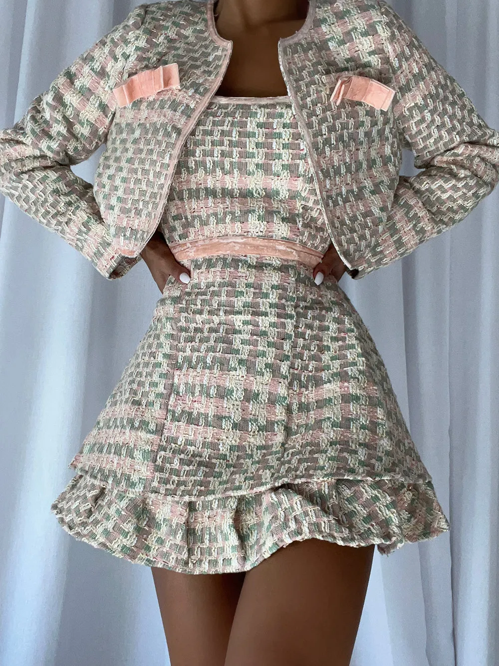 POEMME Tweed Dress & Jacket Set