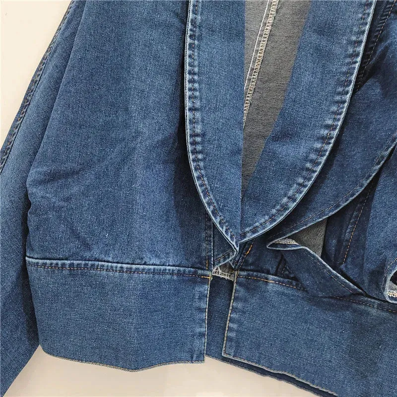 Pre Order:  V-Neck Ruffle Edge Denim Jacket