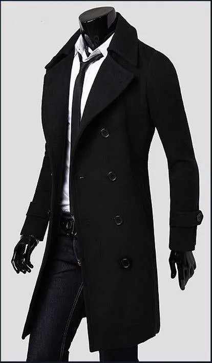 Premium Double Breasted Wool Trench Coat