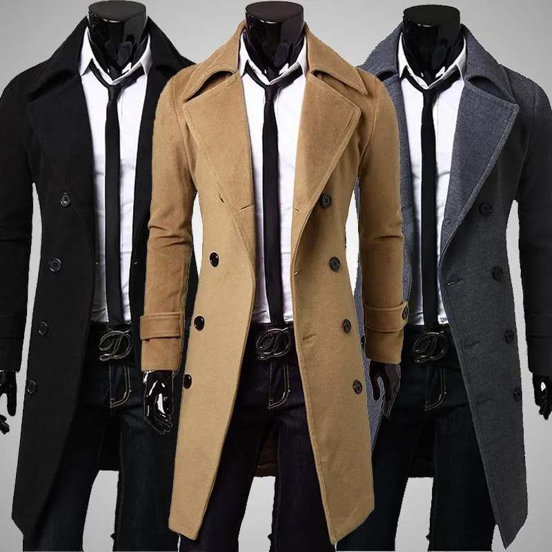 Premium Double Breasted Wool Trench Coat