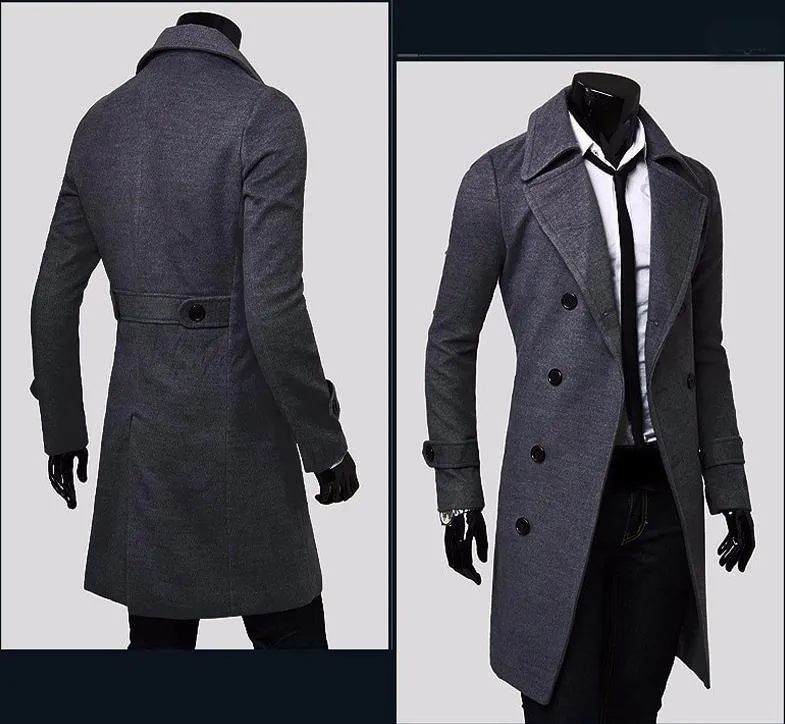 Premium Double Breasted Wool Trench Coat