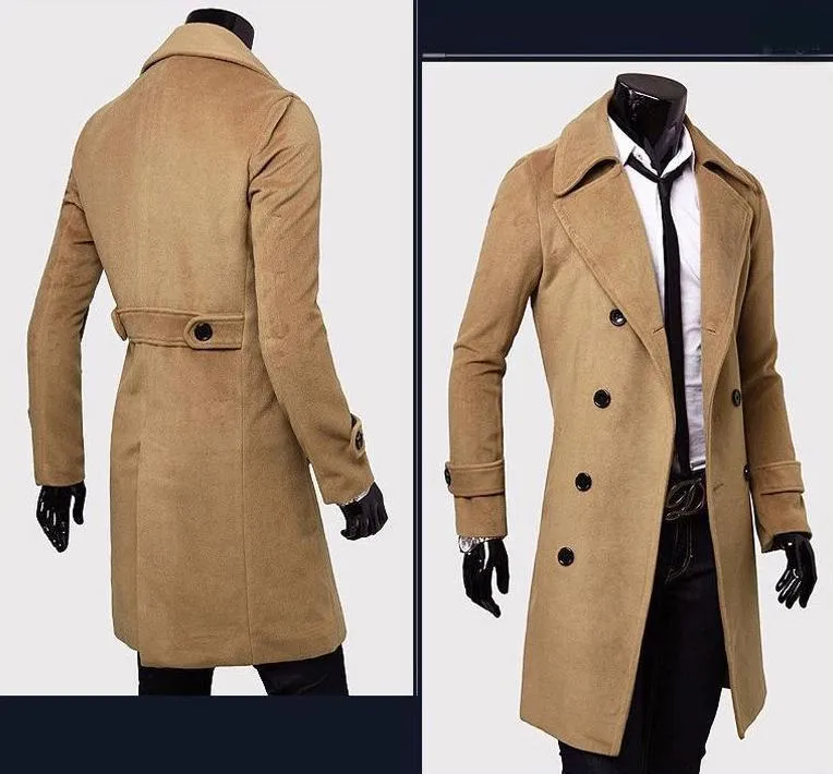 Premium Double Breasted Wool Trench Coat