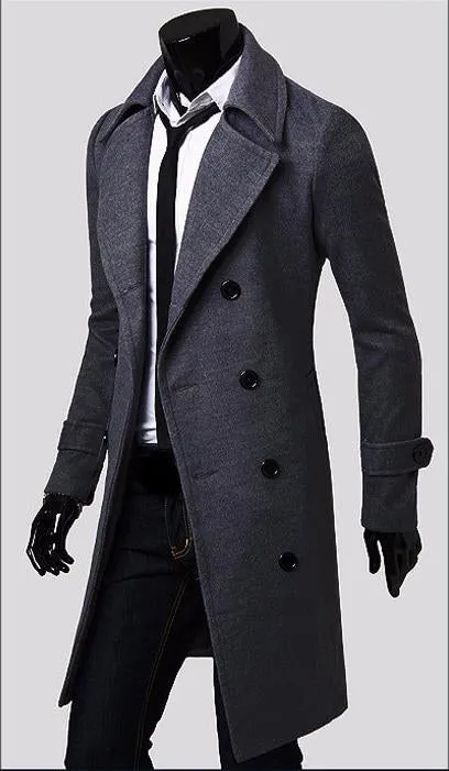 Premium Double Breasted Wool Trench Coat