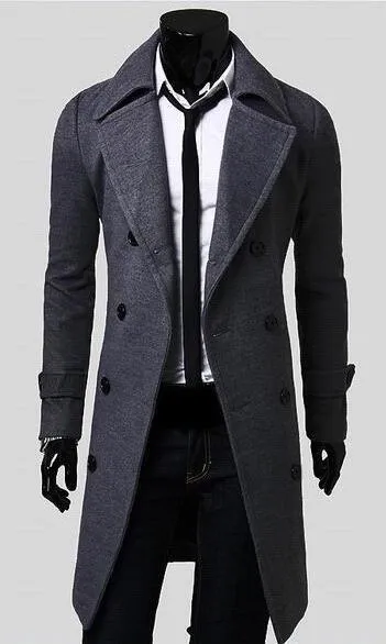 Premium Double Breasted Wool Trench Coat