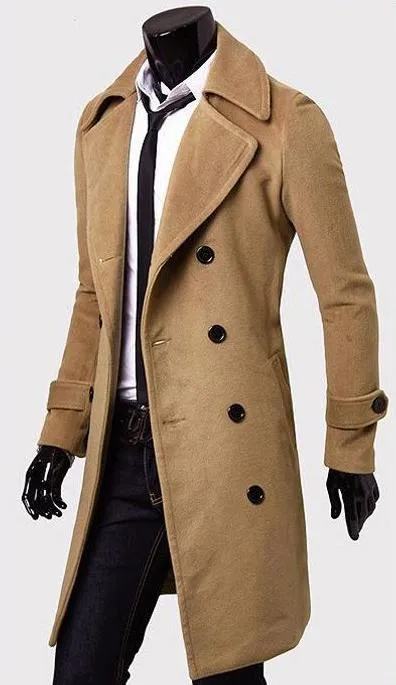 Premium Double Breasted Wool Trench Coat