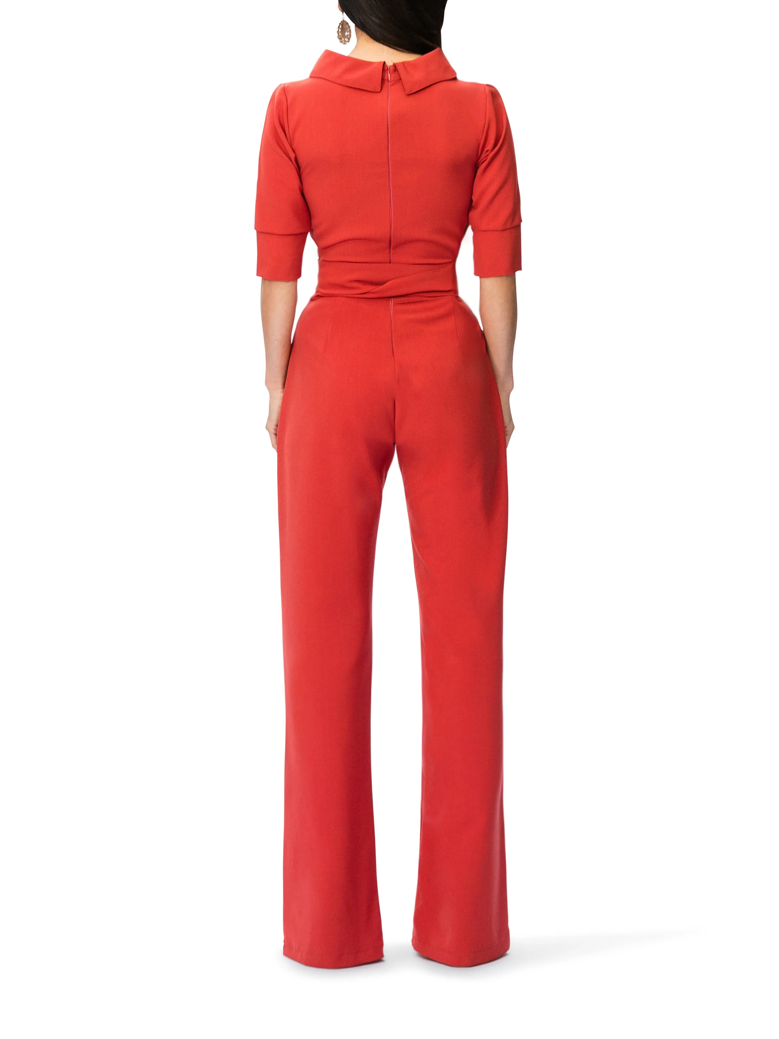 "Audrey" Rust Folded Collar Jumpsuit