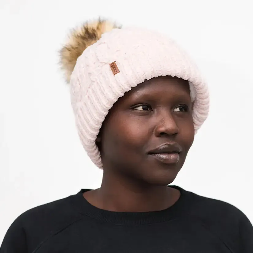 Recycled Beanie Hat - Chenille Knit First Blush