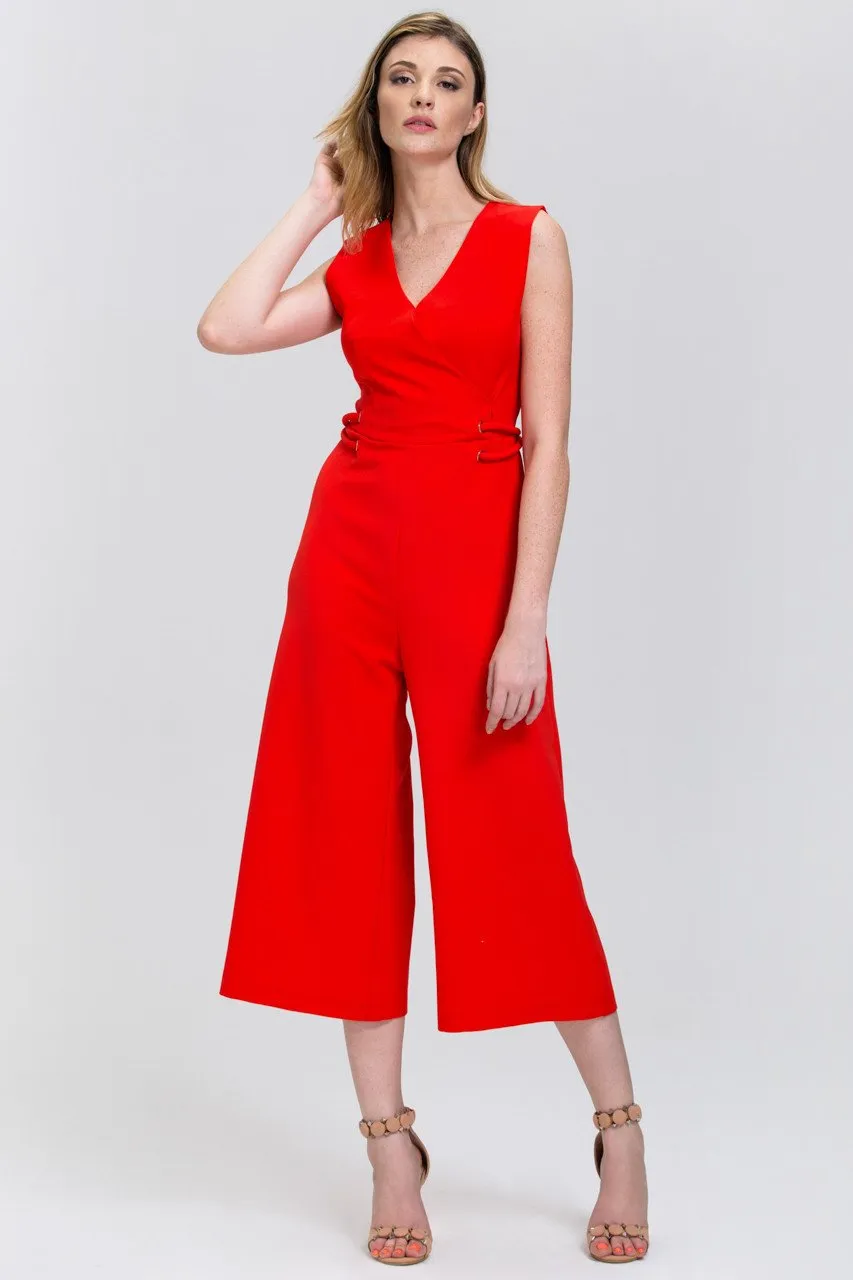 Red Sleeveless Side Lace Palazzo Jumpsuit