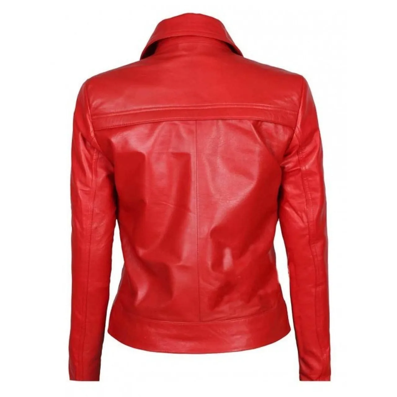 Red Zipper Women Biker Leather Jacket