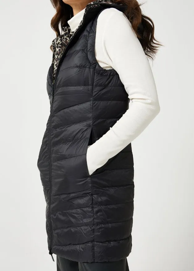 Reversible Classic Leopard Longline Duck Down Puffer Vest