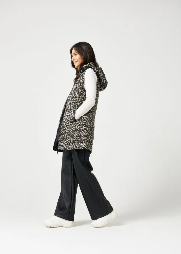 Reversible Classic Leopard Longline Duck Down Puffer Vest