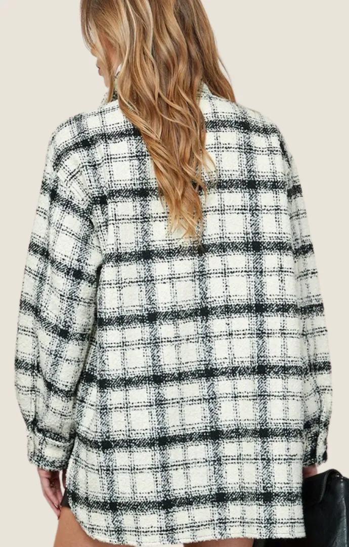 Rhea White Plaid Shacket