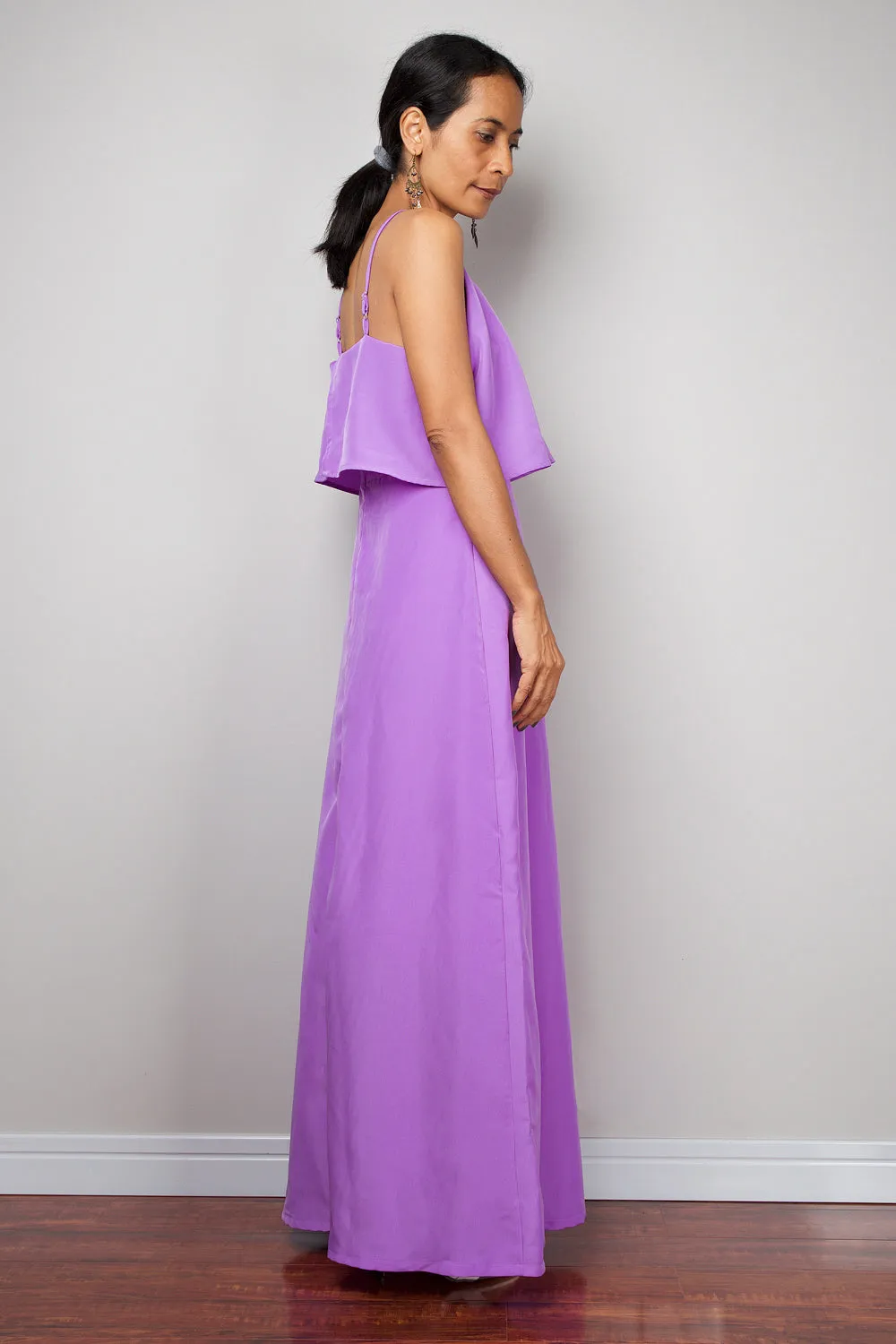 Ruffle dress, Halter Dress, Purple bridesmaid dress, Summer Dress