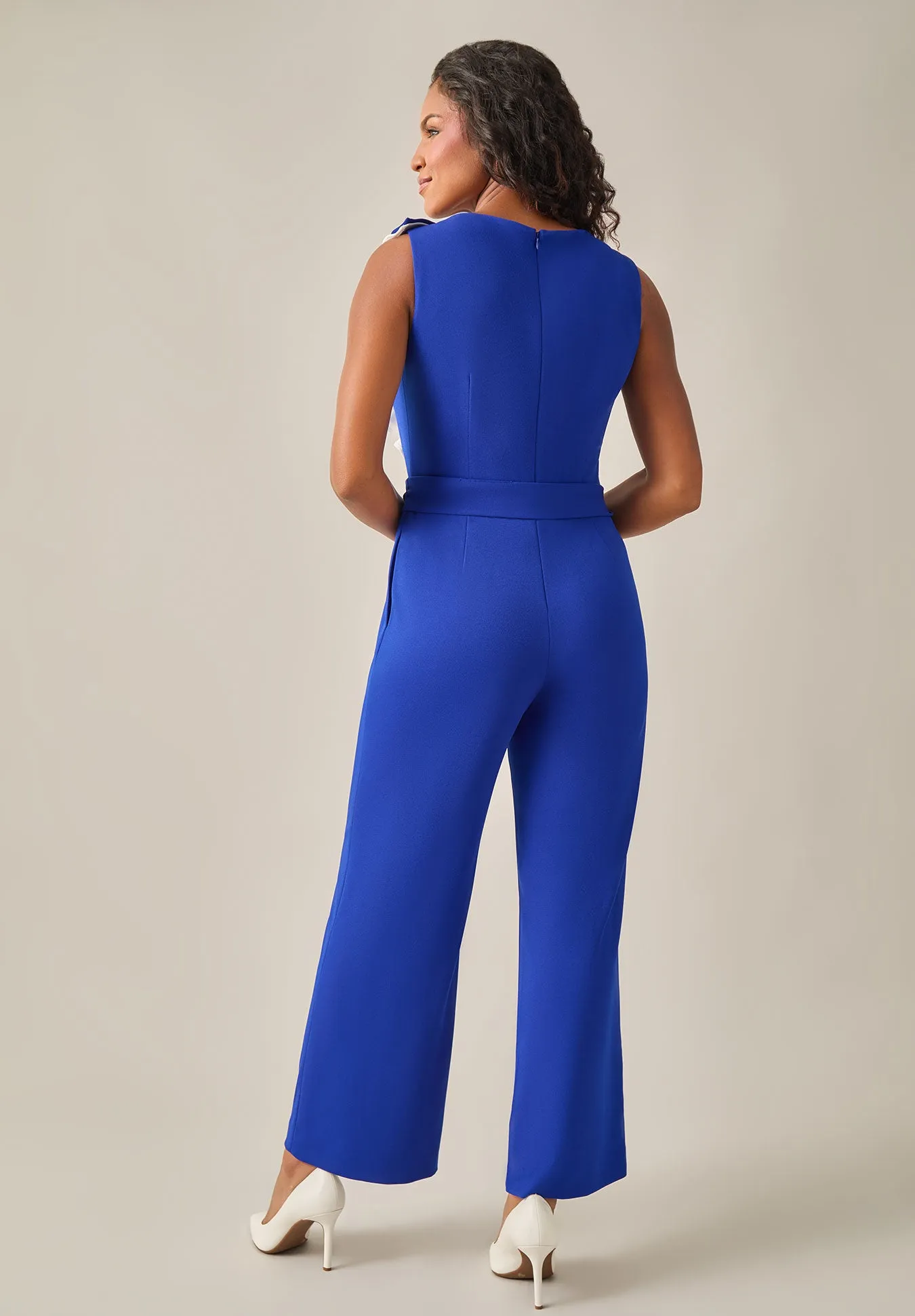 Ruffle Shoulder Jumpsuit, Royal Signature