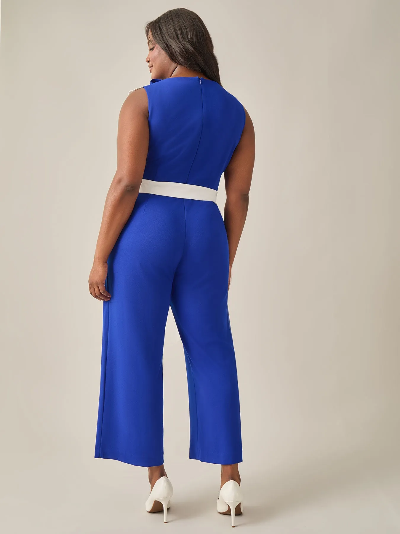 Ruffle Shoulder Jumpsuit, Royal Signature