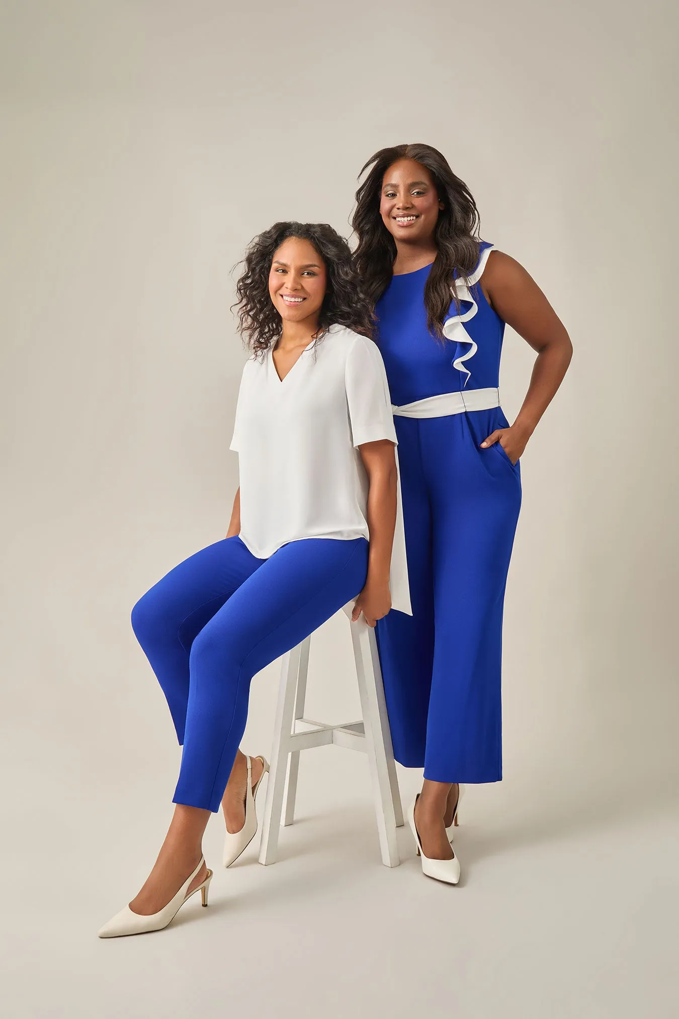 Ruffle Shoulder Jumpsuit, Royal Signature