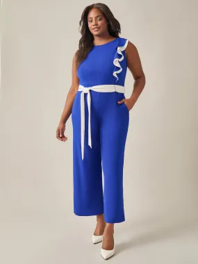 Ruffle Shoulder Jumpsuit, Royal Signature