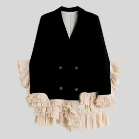 Ruffles Chic Button Elegant Blazer