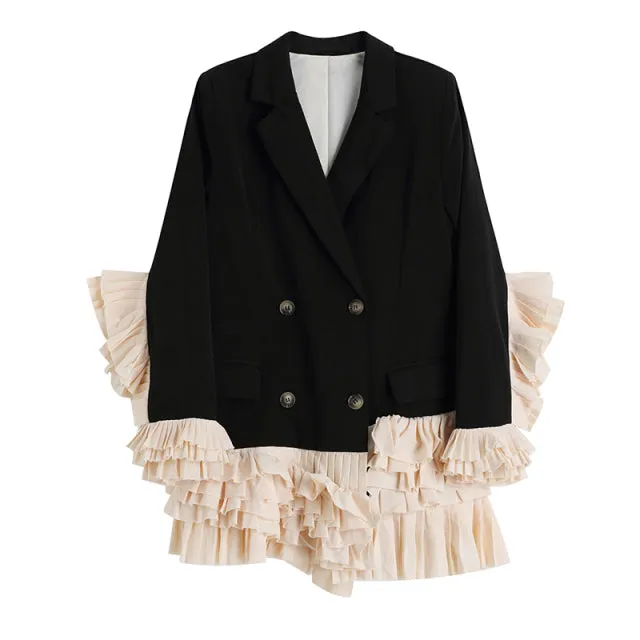 Ruffles Chic Button Elegant Blazer