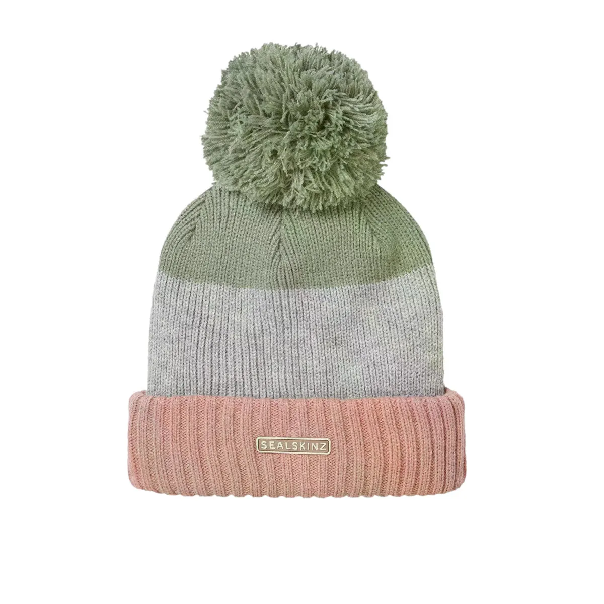 Sealskinz Flitcham Bobble Hat Pink/Green/Grey