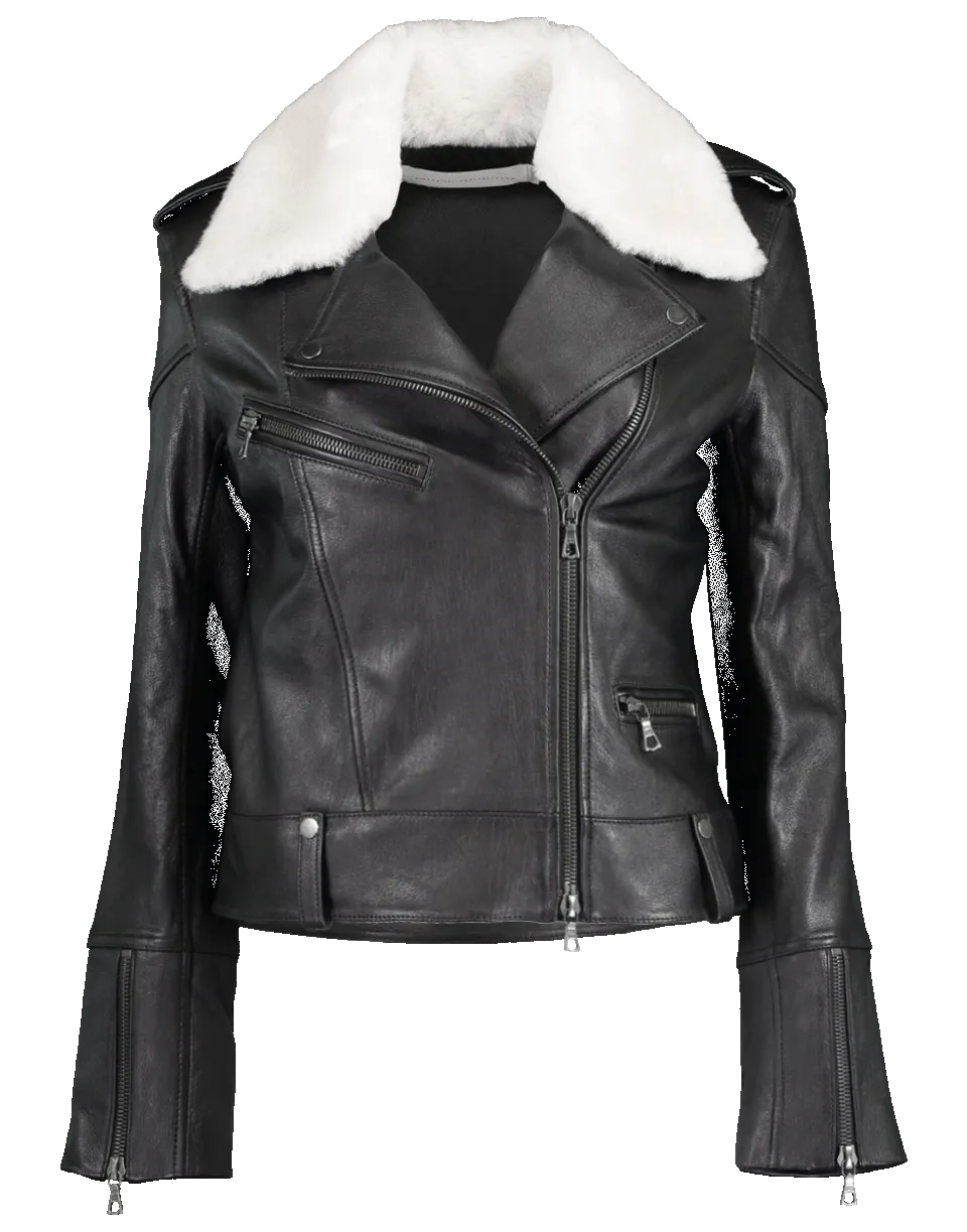 Shearling Collar Biker Jacket