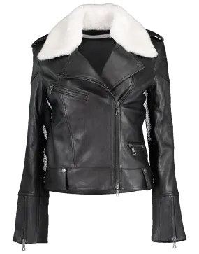 Shearling Collar Biker Jacket