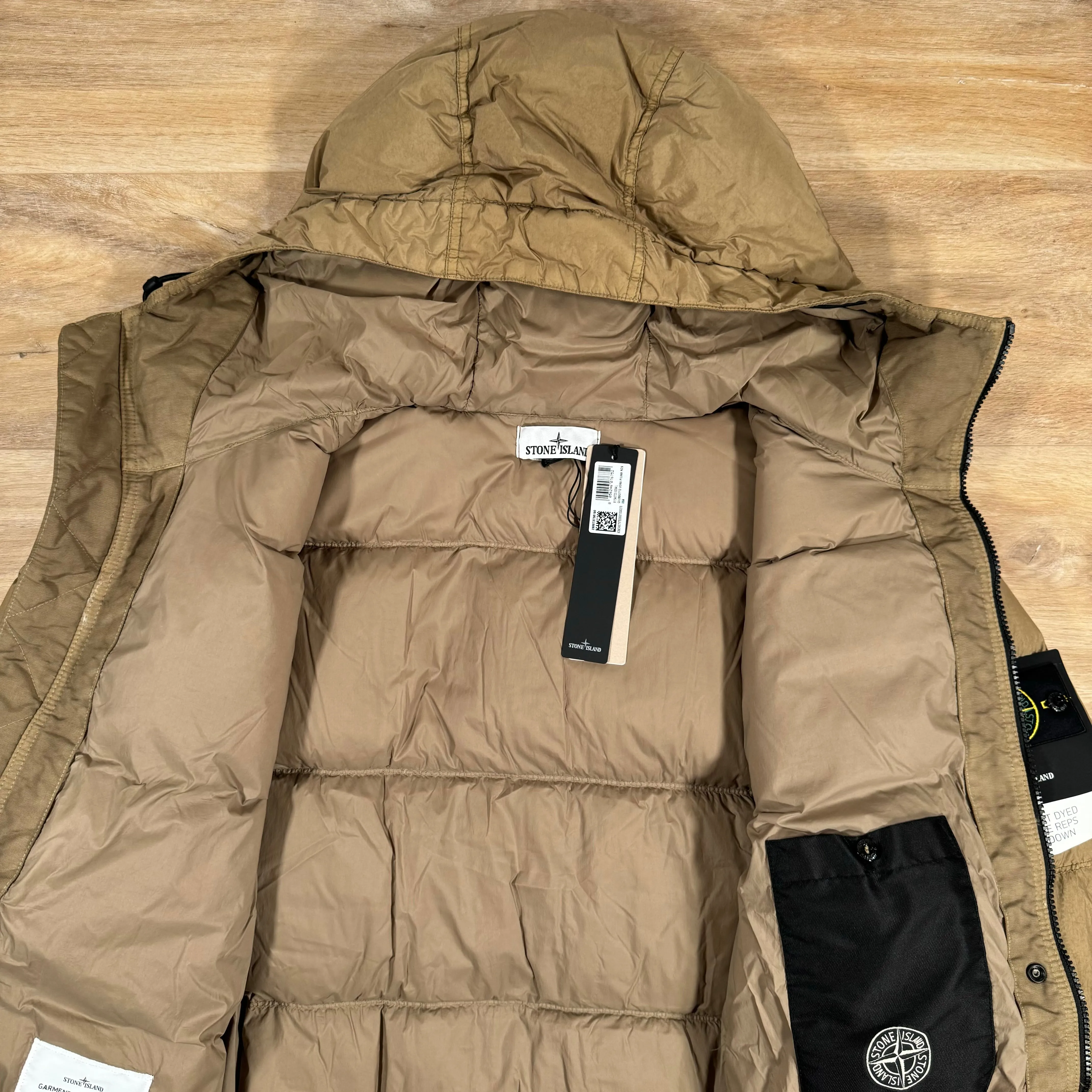 Stone Island Crinkle Reps R-NY Down Jacket in Biscuit