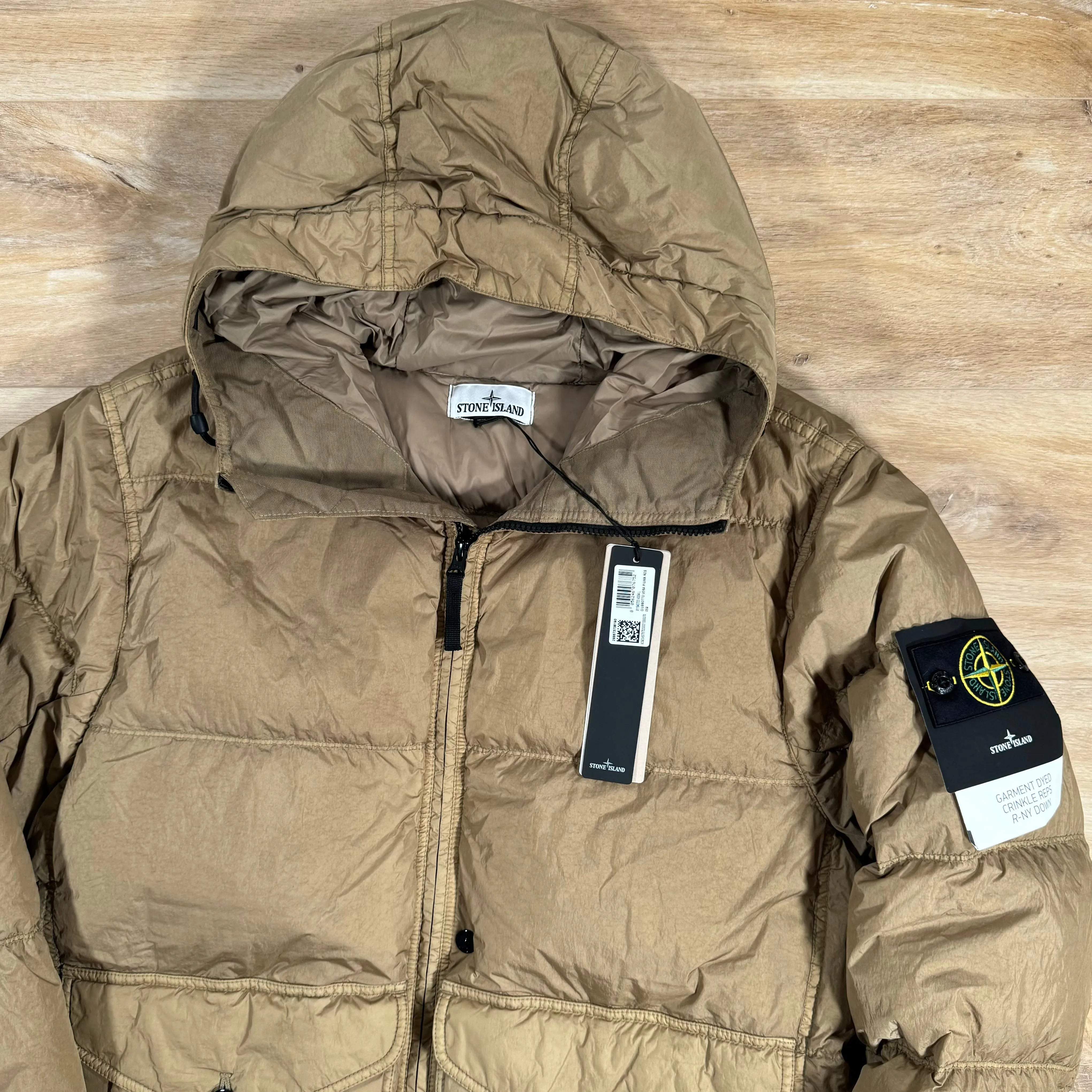 Stone Island Crinkle Reps R-NY Down Jacket in Biscuit