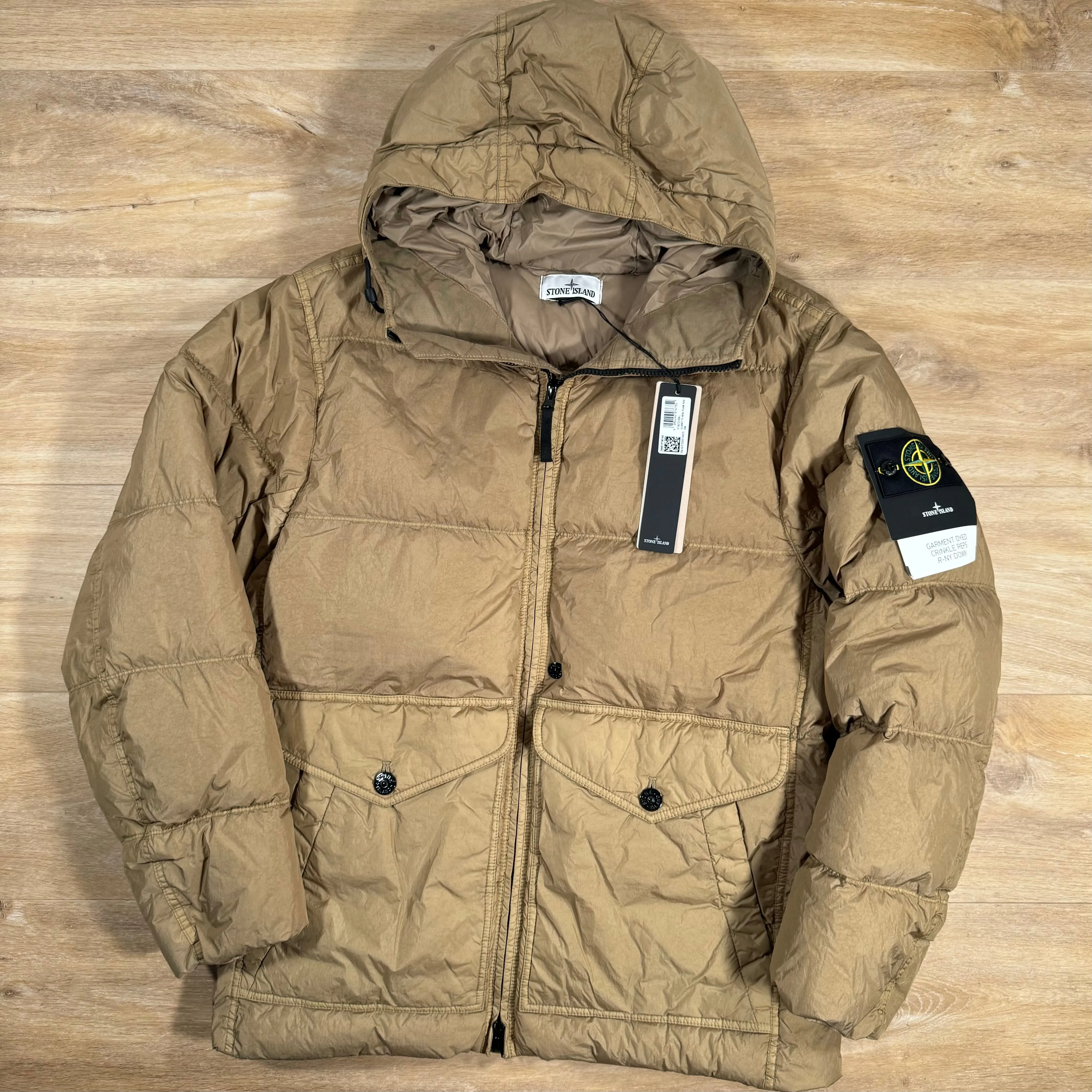 Stone Island Crinkle Reps R-NY Down Jacket in Biscuit