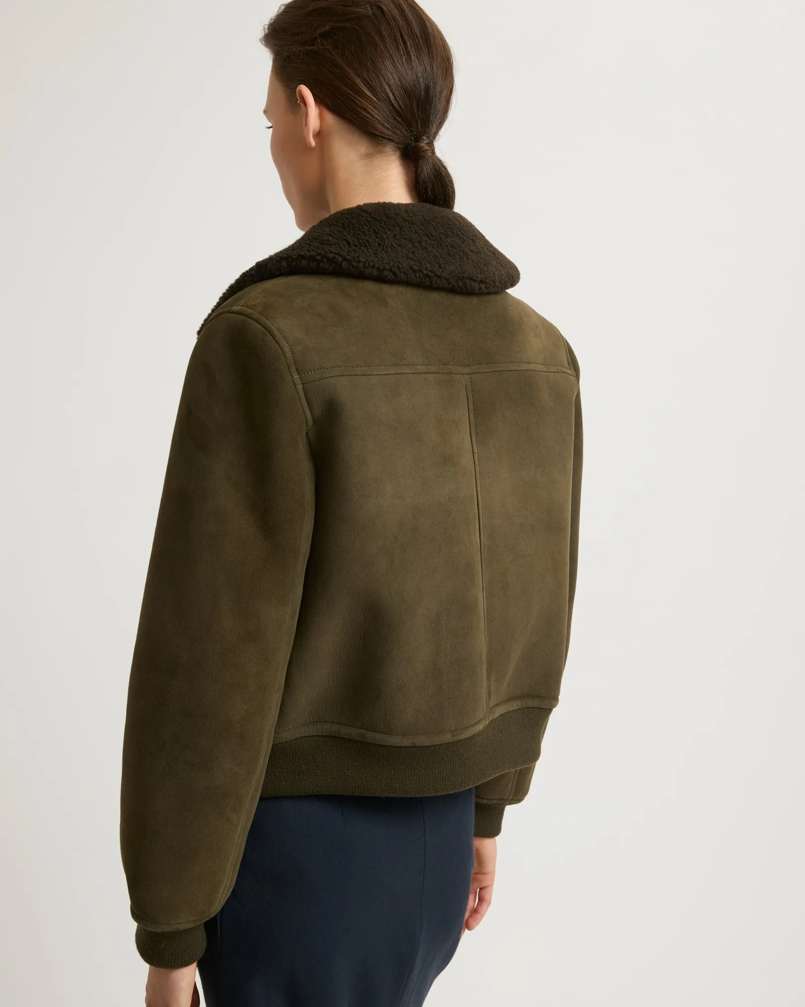 Suede merino bomber jacket