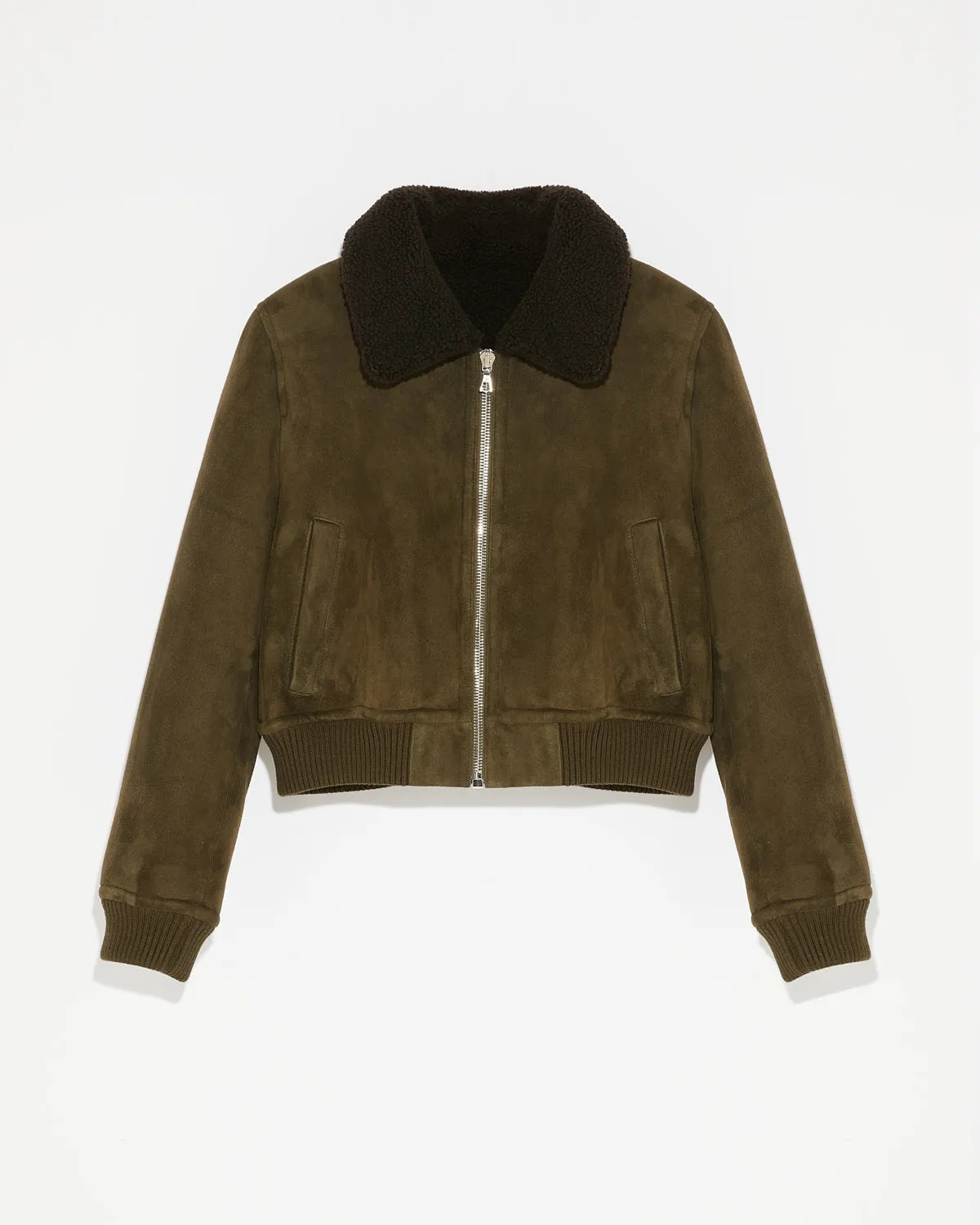 Suede merino bomber jacket