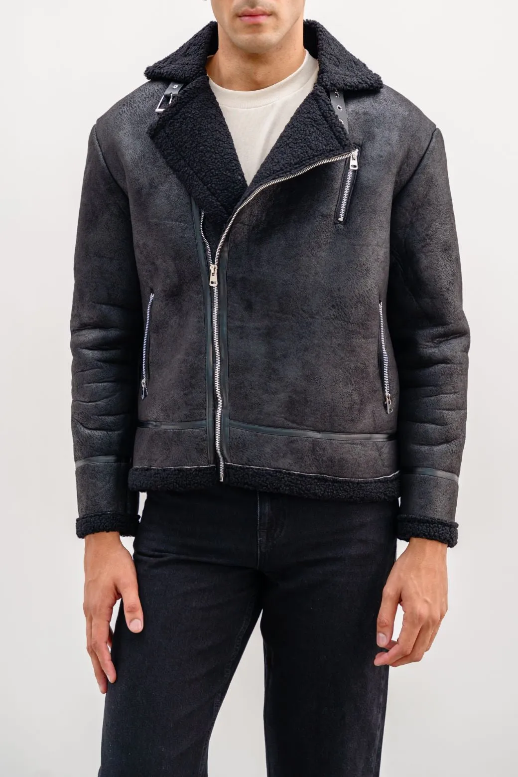 SUEDE SHEARLING JACKET