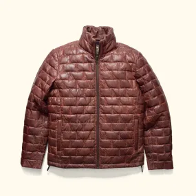 Teton Leather Light Down Jacket | Mahogany Brown