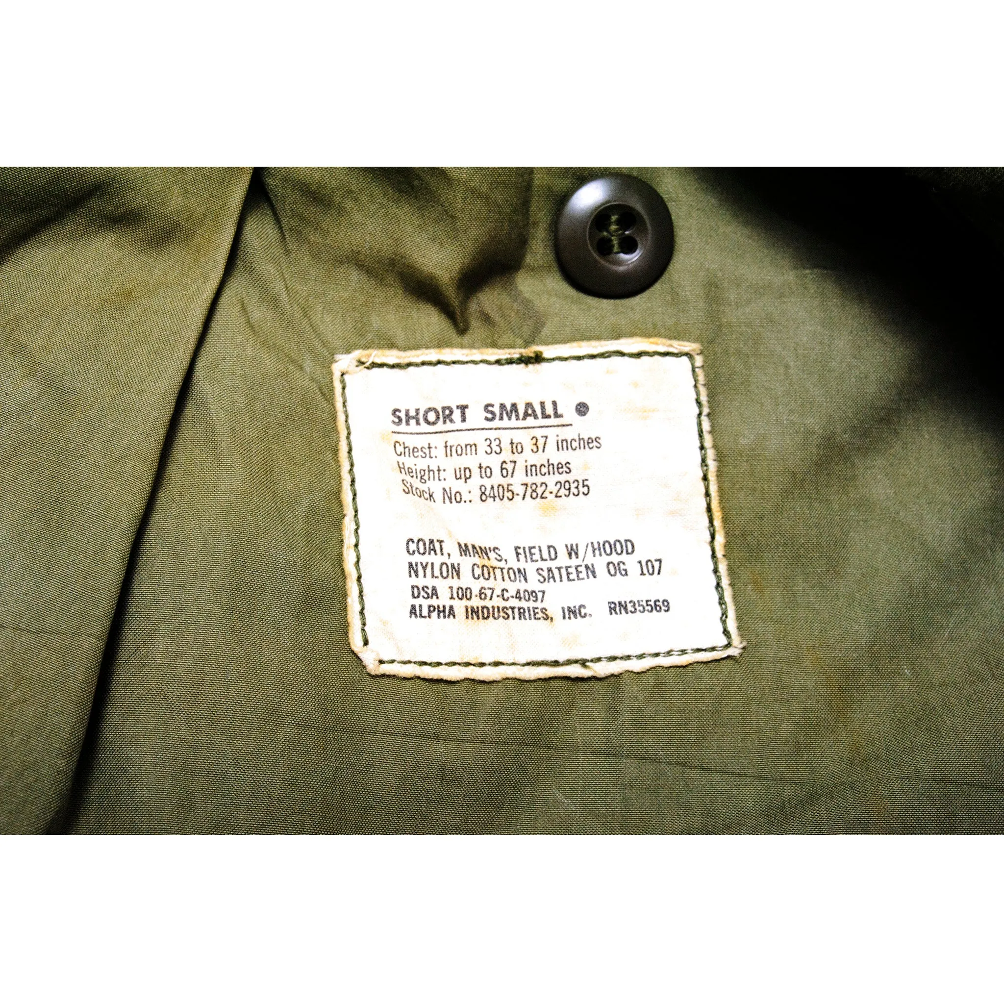 US ARMY M-1965 M65 FIELD JACKET 1967 VIETNAM WAR SIZE SMALL SHORT