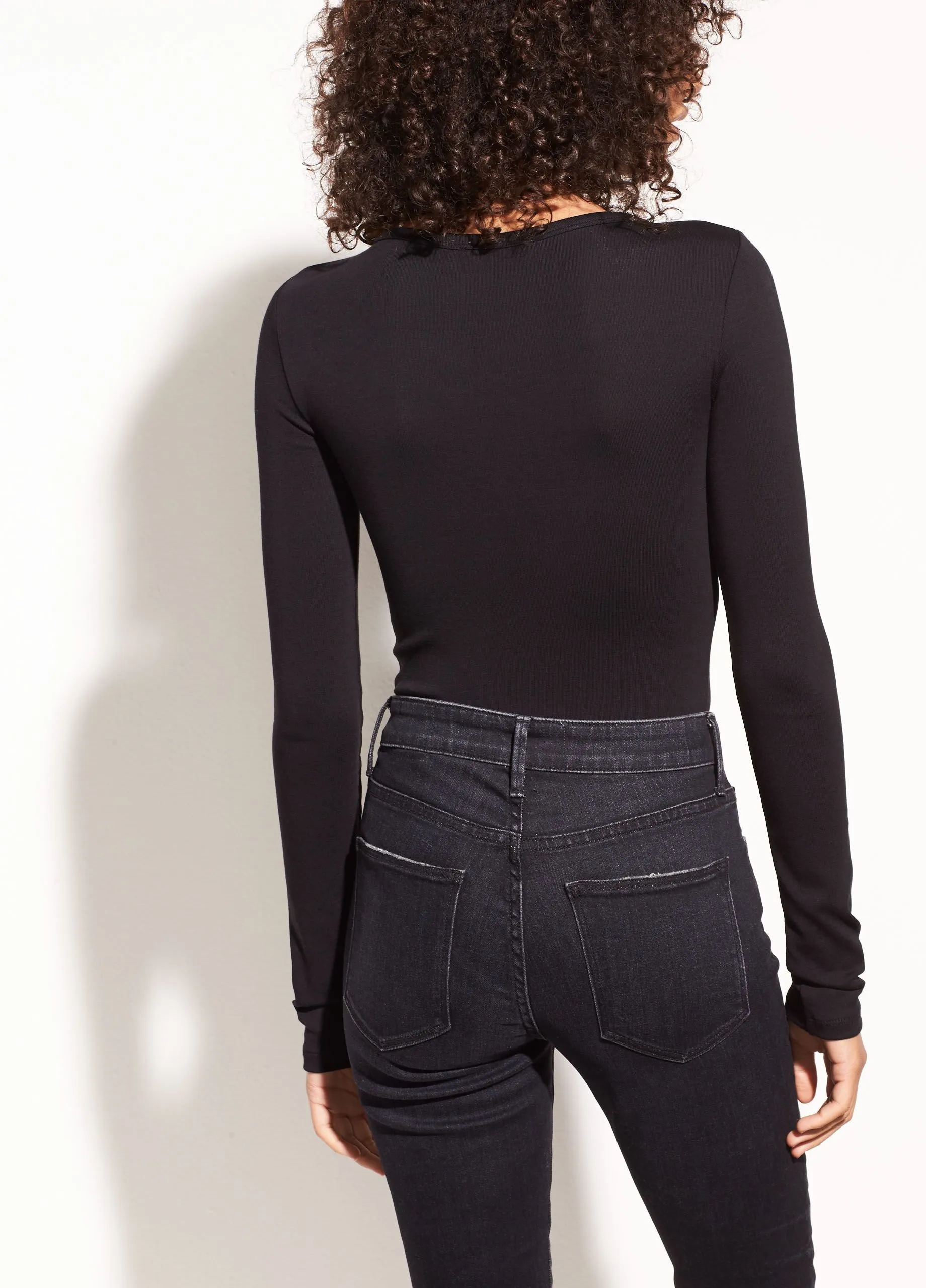 Vince - Ribbed Stretch-Pima Cotton Bodysuit in Black