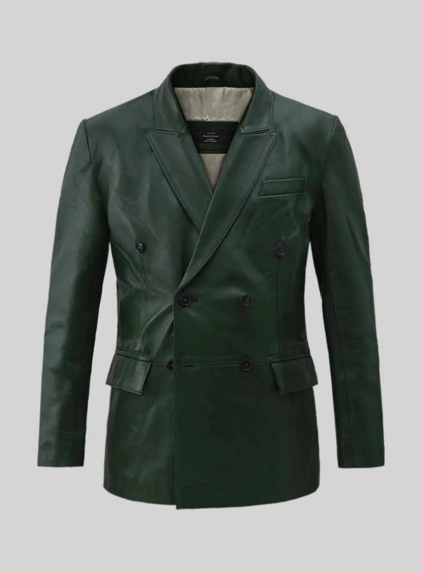 Vintage Green Leather Blazer