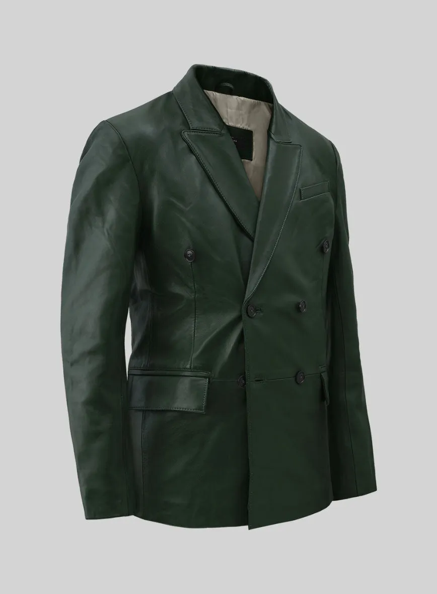 Vintage Green Leather Blazer