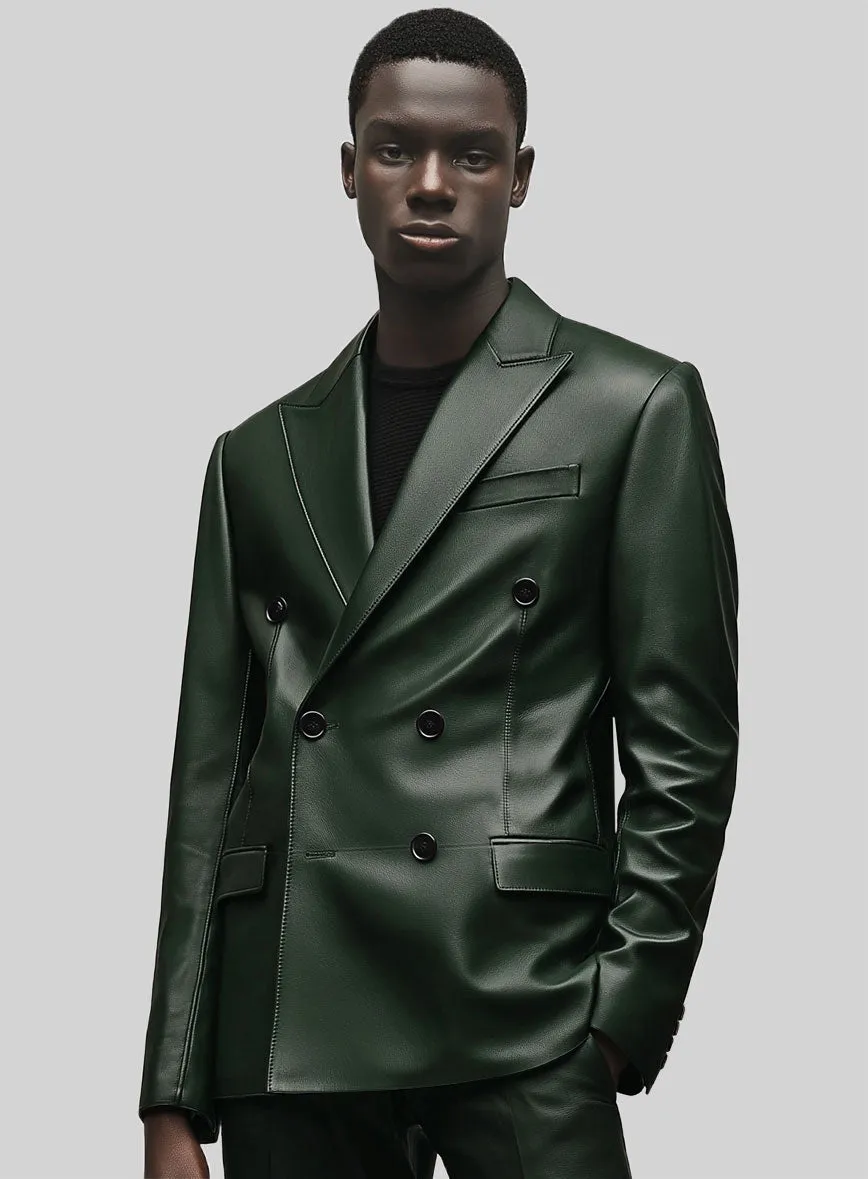 Vintage Green Leather Blazer