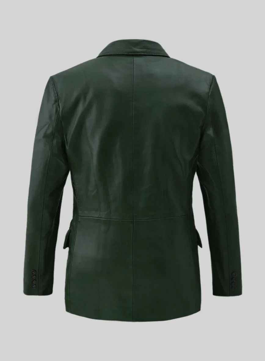 Vintage Green Leather Blazer